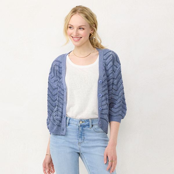 Women's LC Lauren Conrad Chevron Pointelle Cardigan