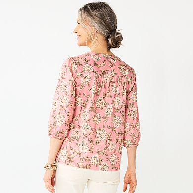 Women's Croft & Barrow® Print Splitneck Top