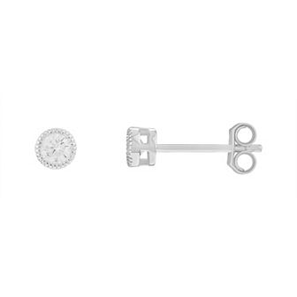 PRIMROSE Sterling Silver 3 mm Cubic Zirconia Beaded Bezel Stud Earrings