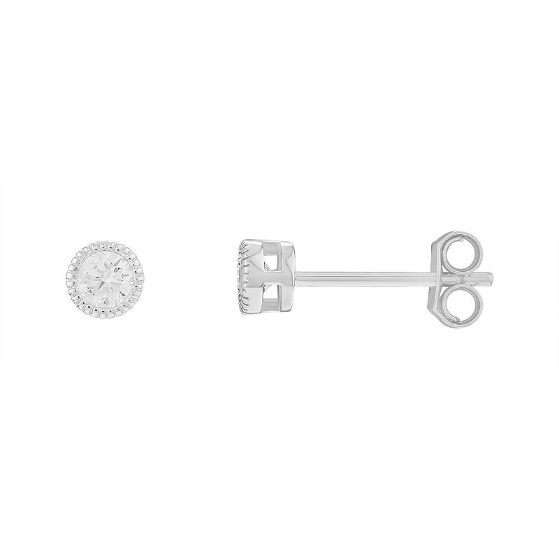 PRIMROSE Sterling Silver 3 mm Cubic Zirconia Beaded Bezel Stud Earrings, Wo
