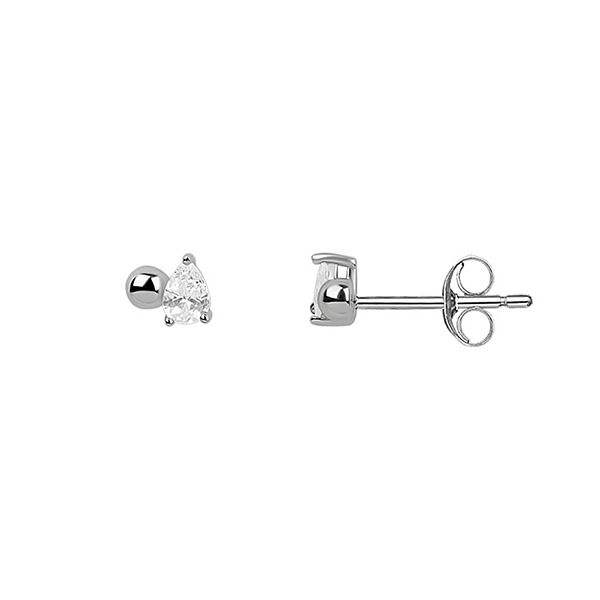 PRIMROSE Sterling Silver Cubic Zirconia & Ball Stud Earrings