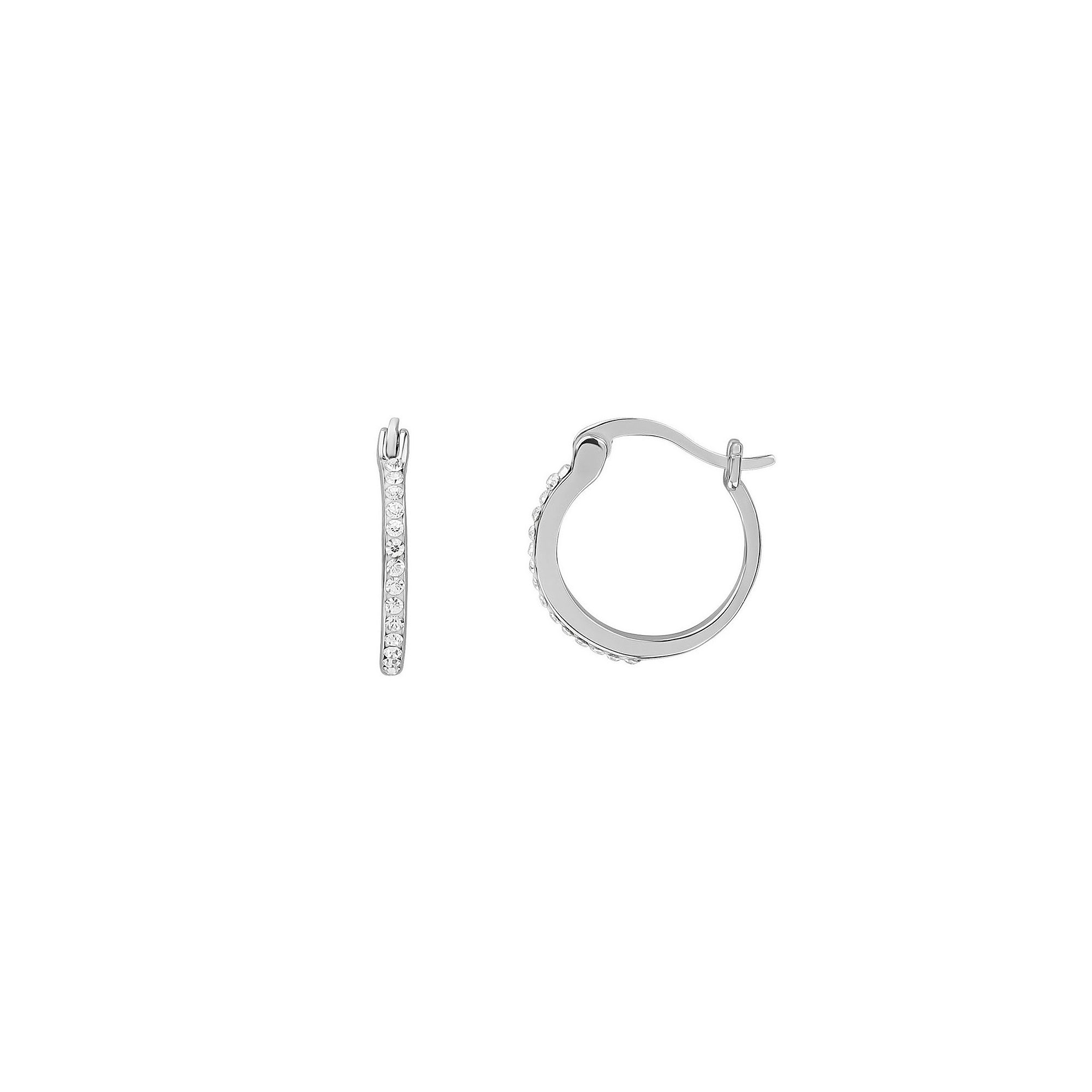 PRIMROSE Sterling Silver & Crystal Hoop Earrings, Womens, Silver Tone And 