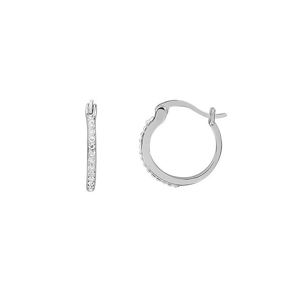 PRIMROSE Sterling Silver & Crystal Hoop Earrings - Silver Tone And Clear