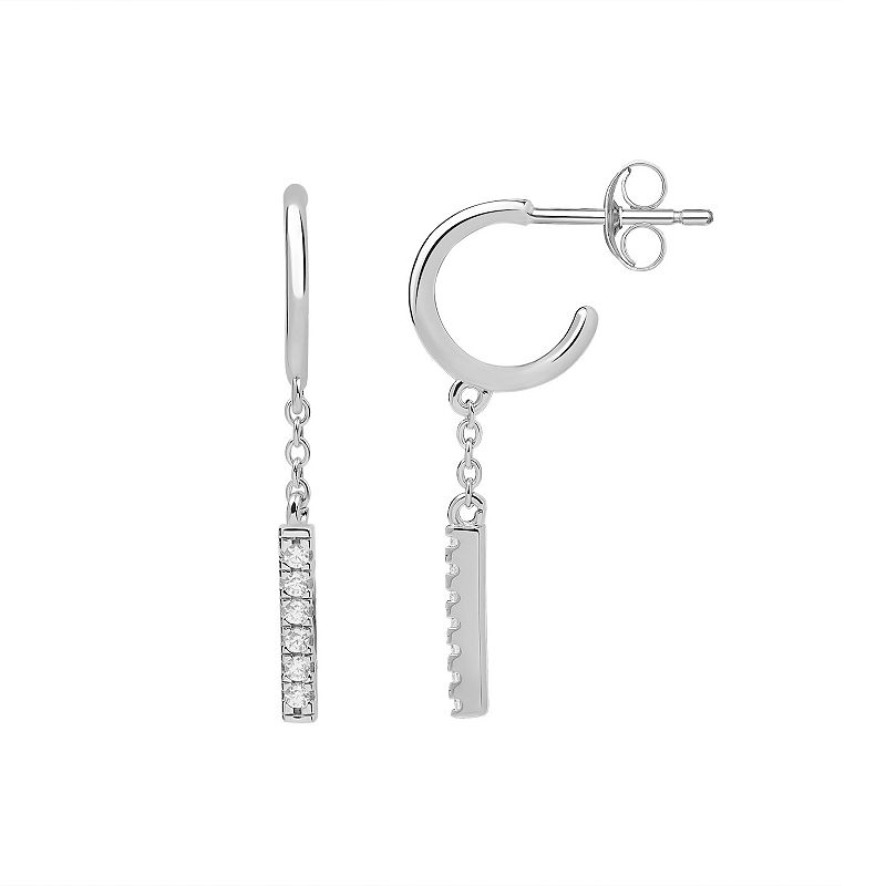 PRIMROSE Sterling Silver C-Hoop Cubic Zirconia Chain Bar Drop Earrings, Wom