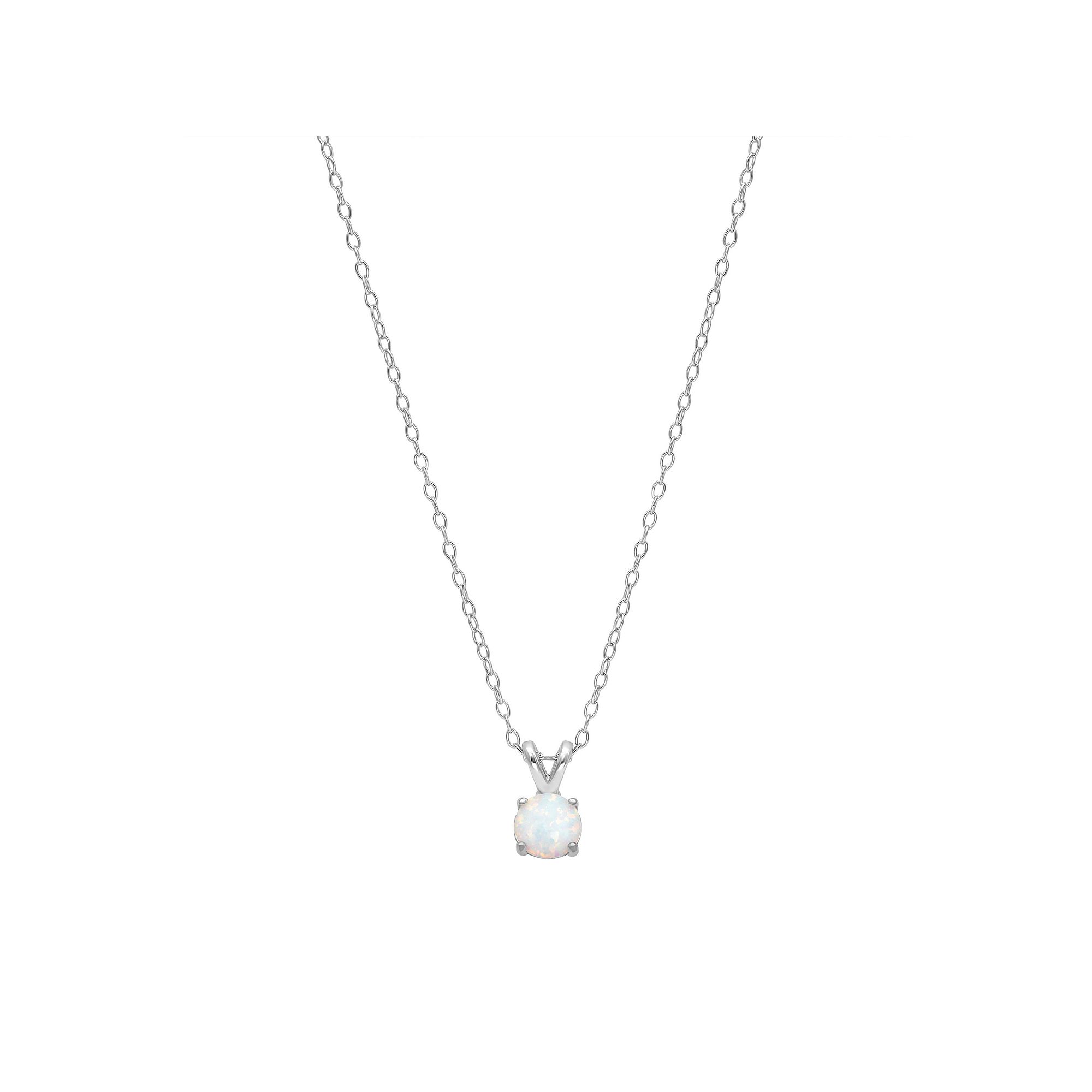 PRIMROSE Sterling Silver White Opal Solitaire Pendant Necklace, Womens, S