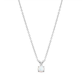 PRIMROSE Sterling Silver White Opal Solitaire Pendant Necklace