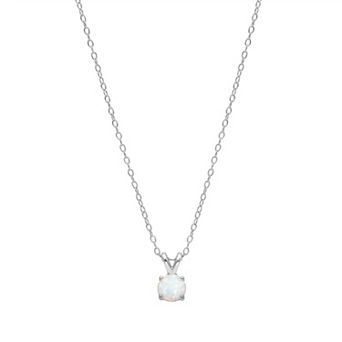 PRIMROSE Sterling Silver White Opal Solitaire Pendant Necklace