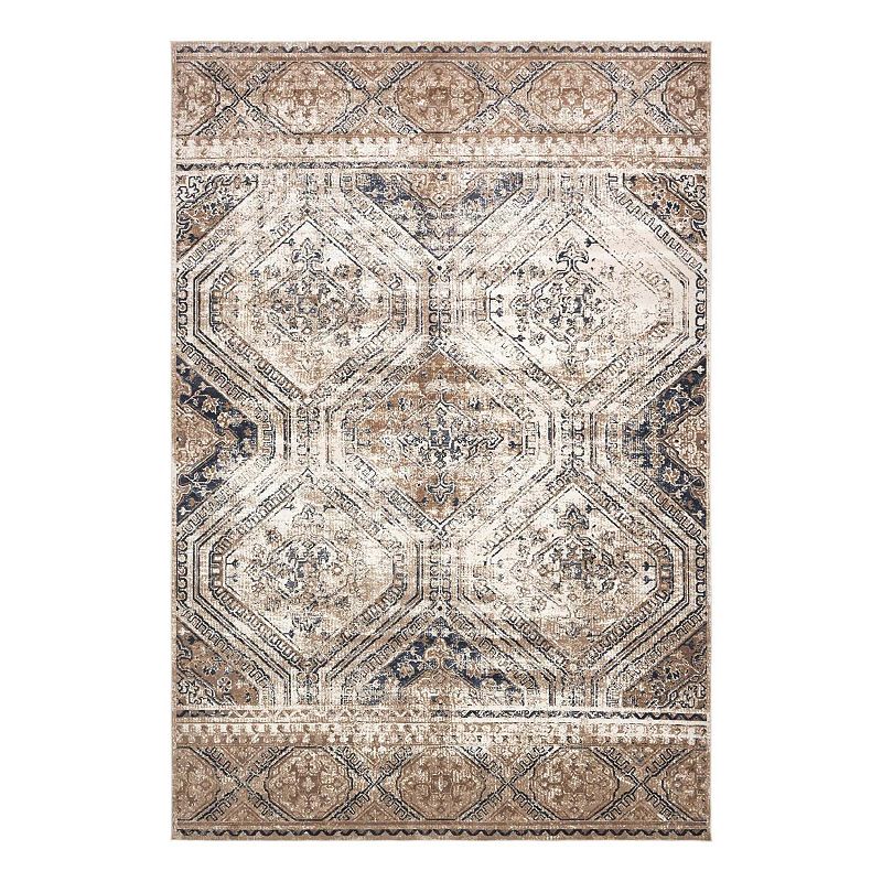 Unique Loom Jackson Chateau Rug, Beig/Green, 7Ft Sq