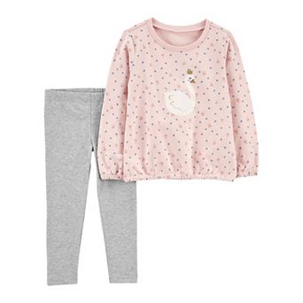 Baby Girl Carter's Swan Queen Balloon Sleeve Top & Leggings Set