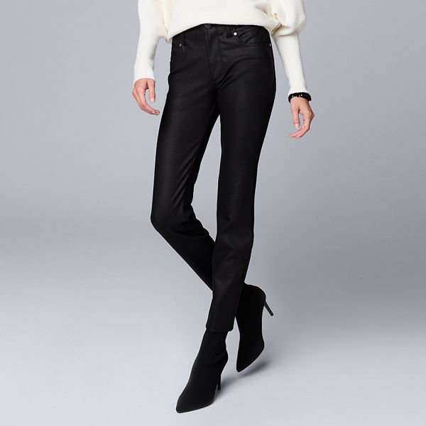 Women's Simply Vera Vera Wang High-Rise Ponte Skinny Pants - Black Coated  (X SMALL) – BrickSeek