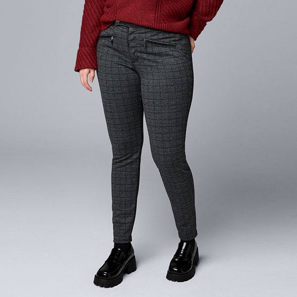 Women's Simply Vera Vera Wang High-Rise Ponte Skinny Pants - Gray Plaid  (SMALL) – BrickSeek