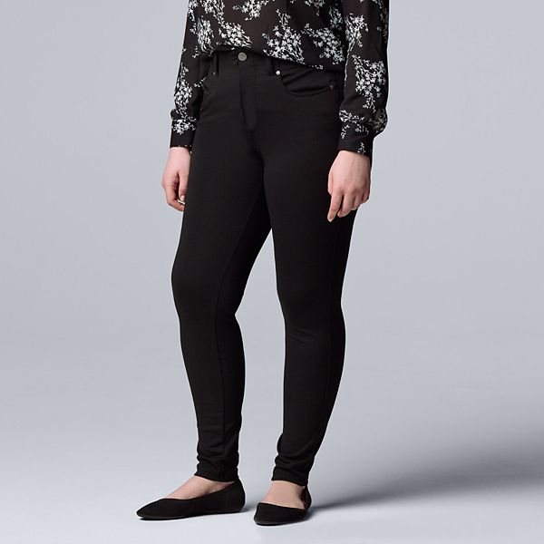 Women's Simply Vera Vera Wang High-Rise Ponte Skinny Pants - Vera Black  (SMALL) – BrickSeek