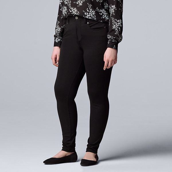 Women's Simply Vera Vera Wang High-Rise Ponte Skinny Pants - Vera Black  (LARGE) – BrickSeek