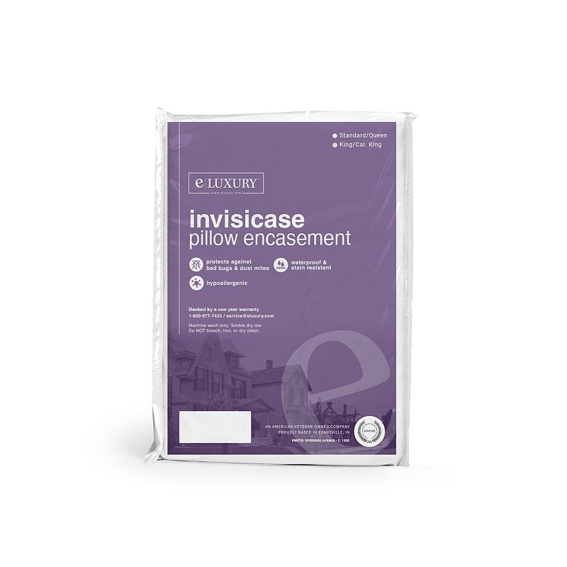 Invisicase Waterproof Pillow Encasement, White, Standard