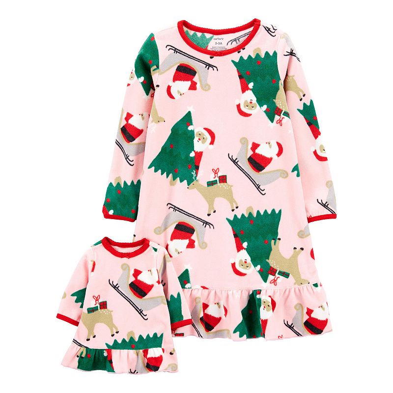 Girls 4-14 Carters Christmas Nightgown with Coordinating Doll Nightgown, G