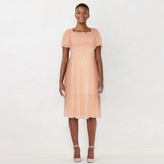 Women's LC Lauren Conrad Puff-Sleeve Smocked Midi Dress