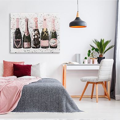 Stupell Home Decor Chic Pink Rose Bottles Canvas Wall Art