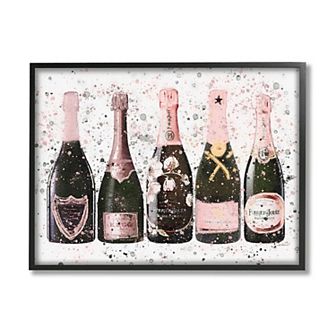Stupell Home Decor Chic Pink Rose Bottles Framed Wall Art