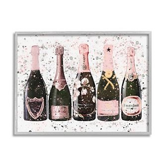 Stupell Home Decor Pink Rose Bottles Splatter Framed Wall Art