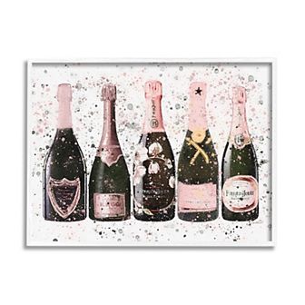 Stupell Home Decor Splattered Pink Rose Bottles Framed Wall Art