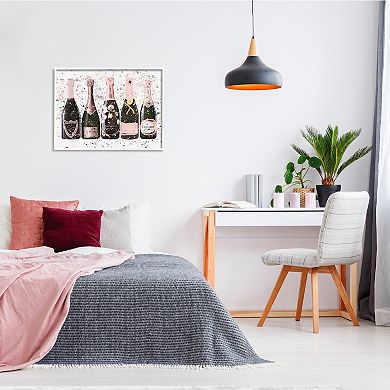 Stupell Home Decor Splattered Pink Rose Bottles Framed Wall Art