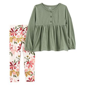 Toddler Girls Carter's Crinkle Top & Floral Legging Set