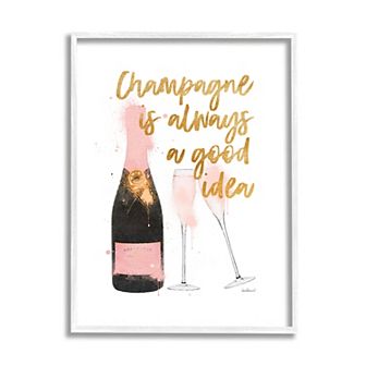 Stupell Home Decor Champagne Bottle Good Idea Framed Wall Art