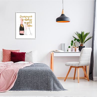 Stupell Home Decor Champagne Bottle Good Idea Framed Wall Art