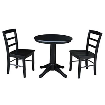 International Concepts Round Pedestal Dining Table & Madrid Chair 3 pc Set