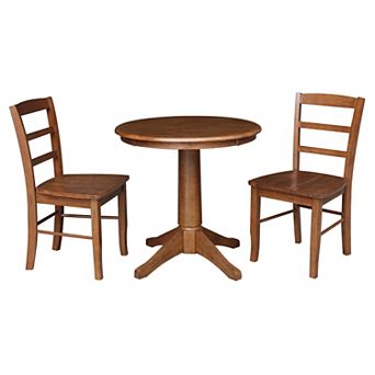 International Concepts Round Pedestal Dining Table & Madrid Chair 3 pc Set