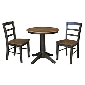 International Concepts Round Pedestal Dining Table & Madrid Chair 3 pc Set