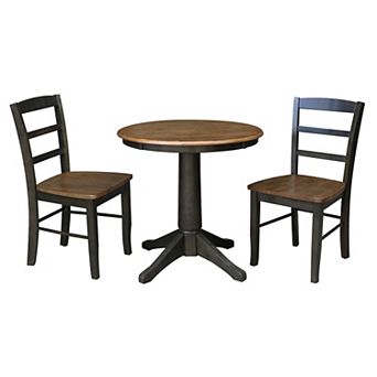 International Concepts Round Pedestal Dining Table & Madrid Chair 3 pc Set