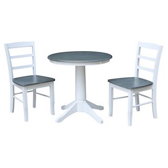 International Concepts Round Pedestal Dining Table & Madrid Chair 3 pc Set