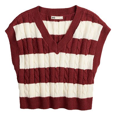 Juniors' SO® Striped Cropped Sweater Vest