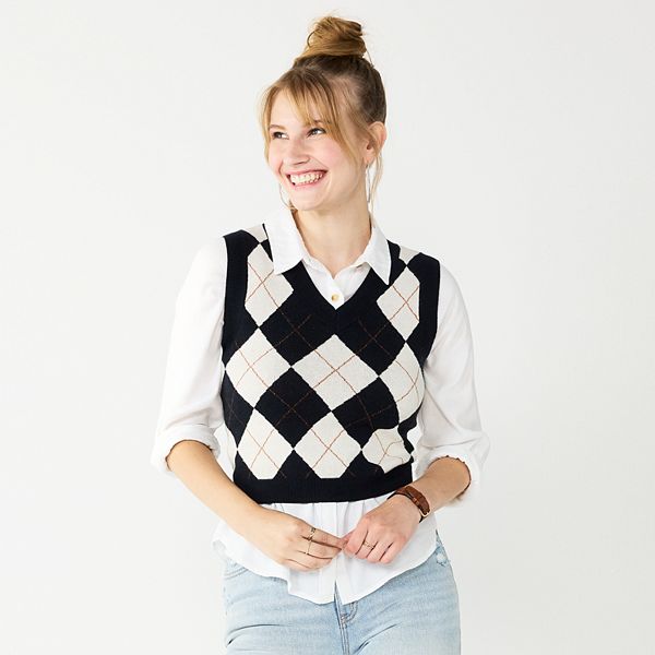 Cropped shop argyle sweater