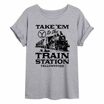 Juniors' Yellowstone "Take 'Em To The Train Station" Oversized Tee