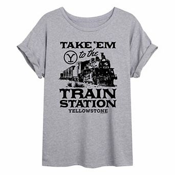 Juniors' Yellowstone "Take 'Em To The Train Station" Oversized Tee