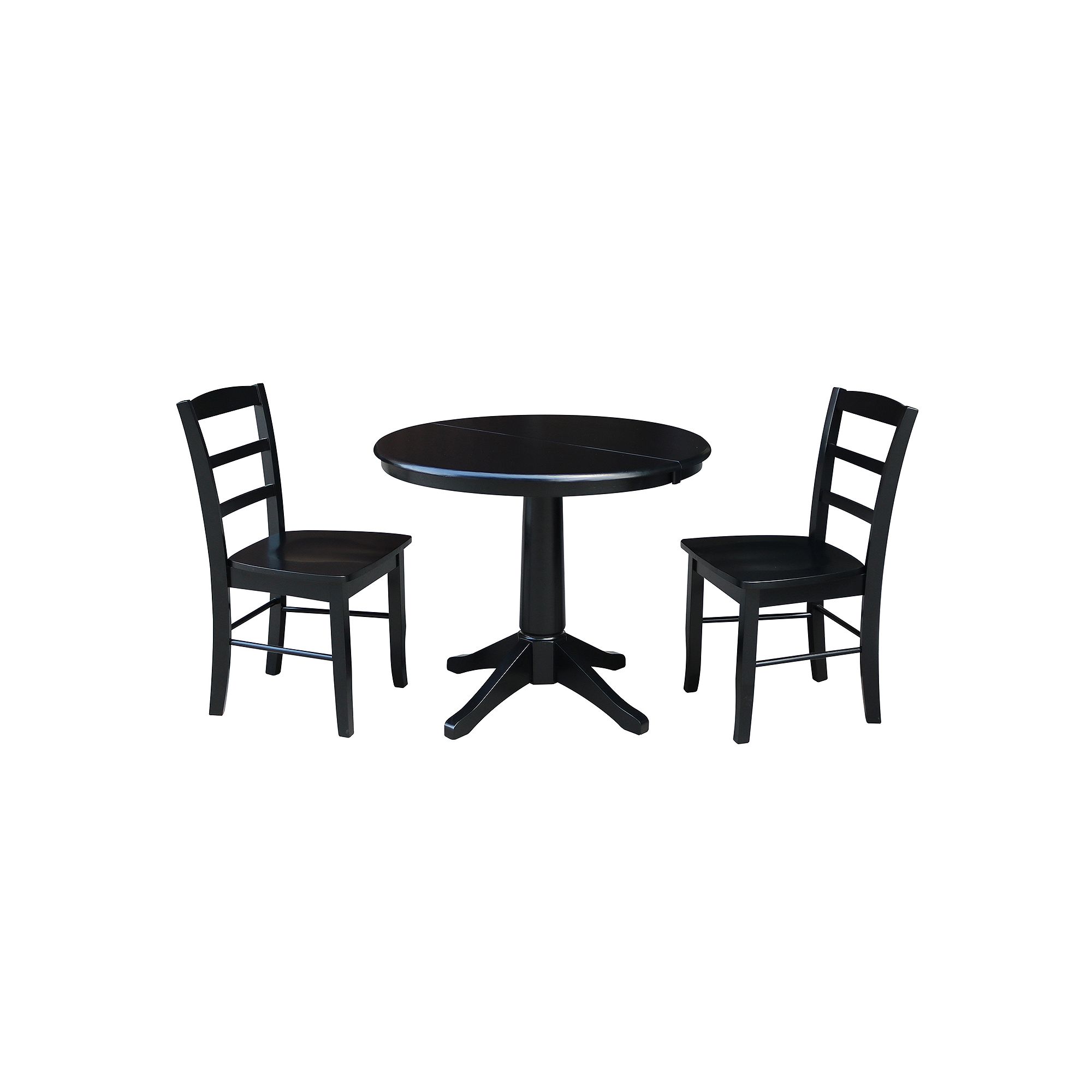 International Concepts Round Extension Dining Table & Ladderback Chair 3-pi
