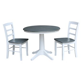 International Concepts Round Extension Dining Table & Ladderback Chair 3 pc Set