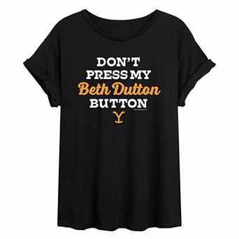 Juniors' Yellowstone Button Oversized Tee