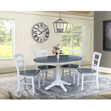International Concepts Extension Round Dining Table & Ladderback Chair 5-piece Set