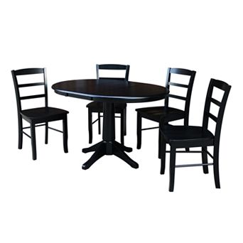 International Concepts Extension Round Dining Table & Ladderback Chair 5 pc Set