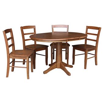 International Concepts Extension Round Dining Table & Ladderback Chair 5 pc Set