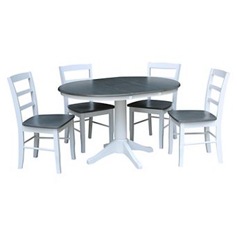 International Concepts Extension Round Dining Table & Ladderback Chair 5 pc Set