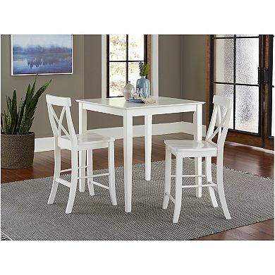 International Concepts Dining Table & X-Back Stool 3-piece Set