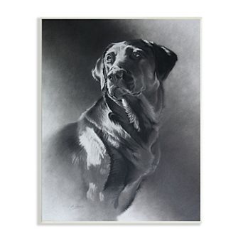 Stupell Home Decor Black & White Labrador Dog Portrait Plaque Wall Art