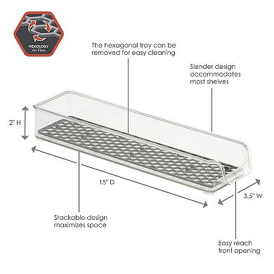 Tovolo HEXA In-Fridge Small Plastic Organizer Bin for Refrigerator Storage