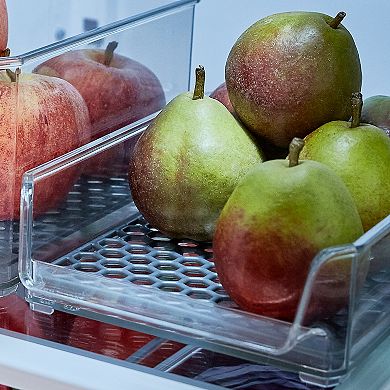 Tovolo HEXA In-Fridge Small Clear Plastic Organizer Bin for Refrigerator Storage