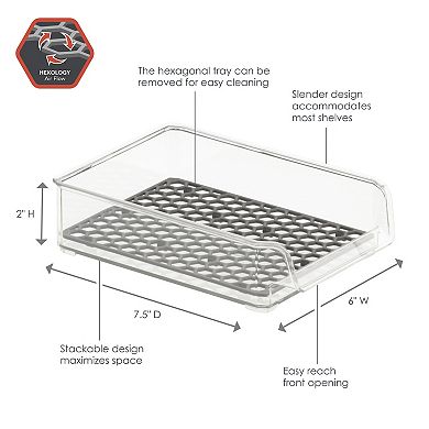 Tovolo HEXA In-Fridge Small Clear Plastic Organizer Bin for Refrigerator Storage