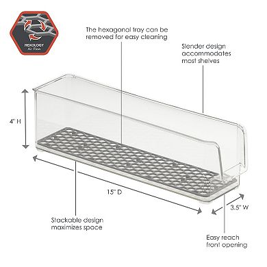 Tovolo HEXA In-Fridge Large Clear Organizer Bin for Refrigerator Storage